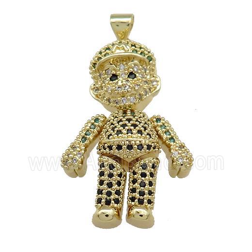 Copper Man Charms Pendant Pave Zircon Gold Plated