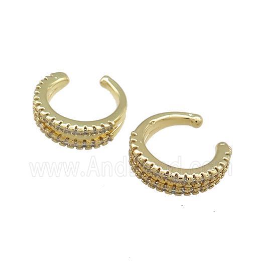 Copper Clip Earrings Pave Zircon Cuff Gold Plated