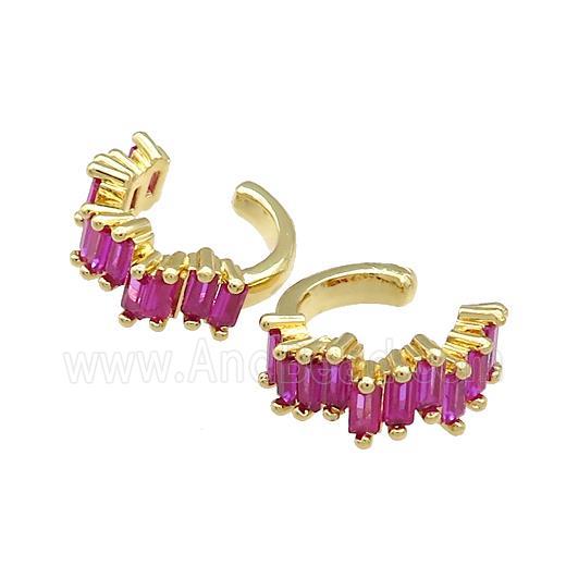 Copper Clip Earrings Pave Zircon Cuff Gold Plated