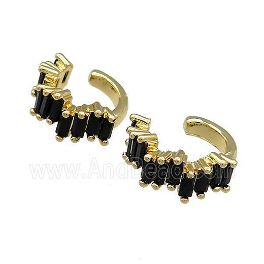 Copper Clip Earrings Pave Black Zircon Gold Plated