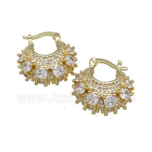 Copper Latchback Earrings Pave Zircon Gold Plated