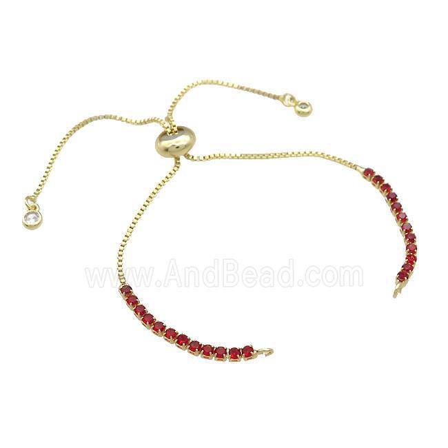 Copper Bracelet Chains Pave Red Zircon Gold Plated