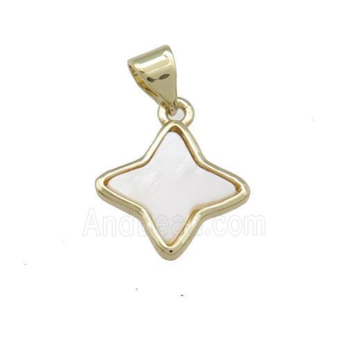 Copper Star Pendant Pave Shell Gold Plated