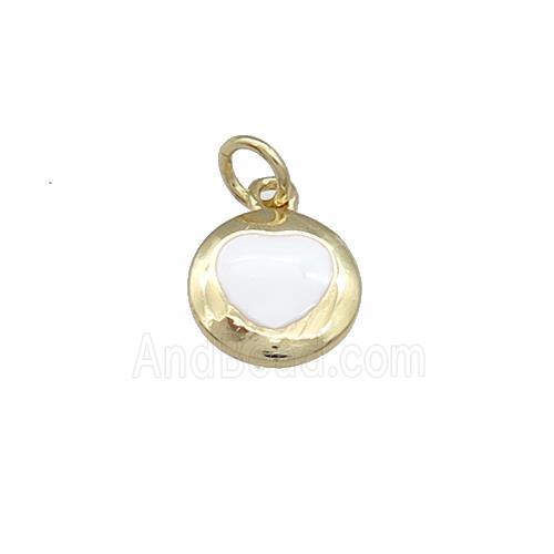 Copper Heart Pendant White Enamel Gold Plated