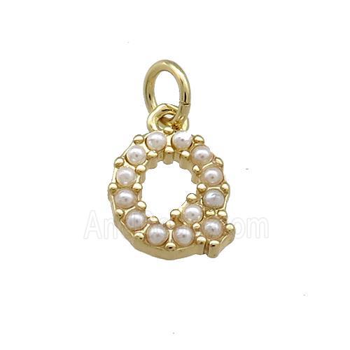 Copper Letter-Q Pendant Pave Pearlized Resin Gold Plated