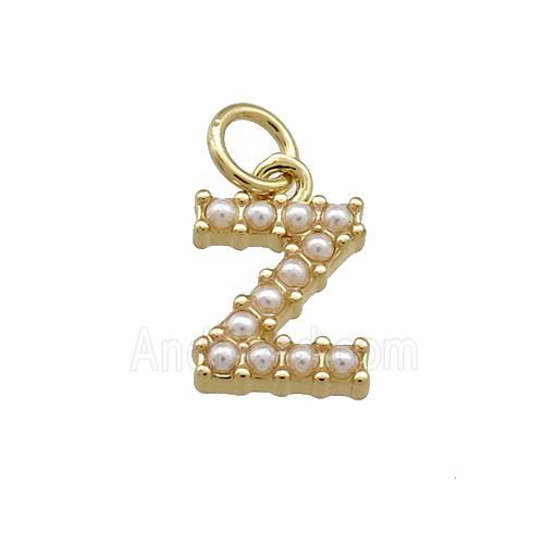 Copper Letter-Z Pendant Pave Pearlized Resin Gold Plated