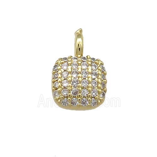 Copper Square Pendant Pave Zircon Gold Plated