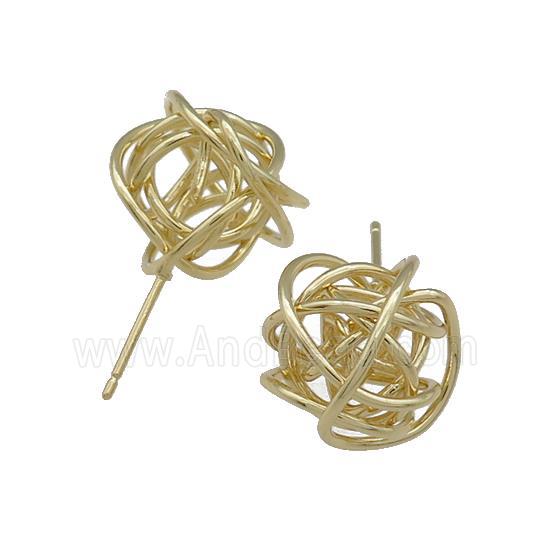 Copper Stud Earrings Wire Wrapped Gold Plated