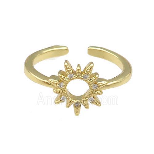 Copper Rings Pave Zircon Sun Gold Plated