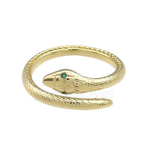 Copper Snake Rings Pave Zircon Gold Plated