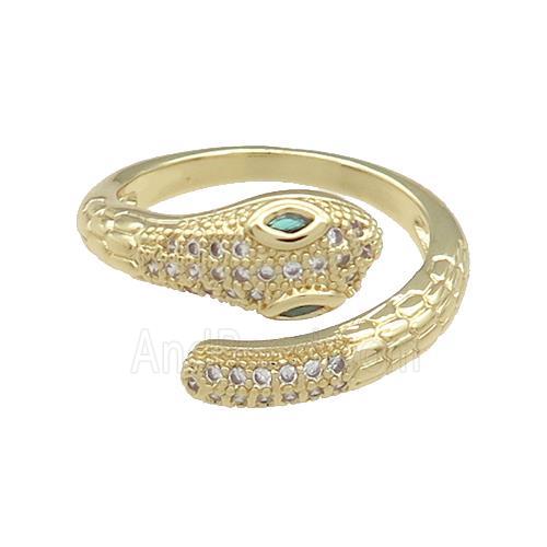 Copper Snake Rings Pave Zircon Gold Plated