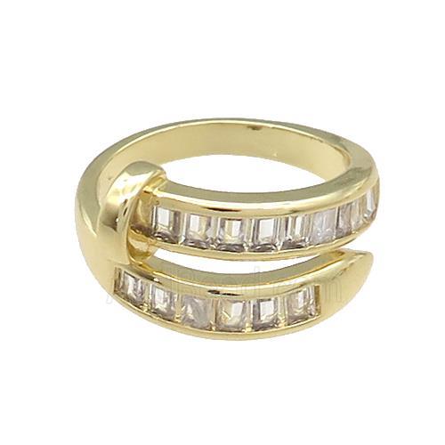 Copper Rings Pave Zircon Gold Plated