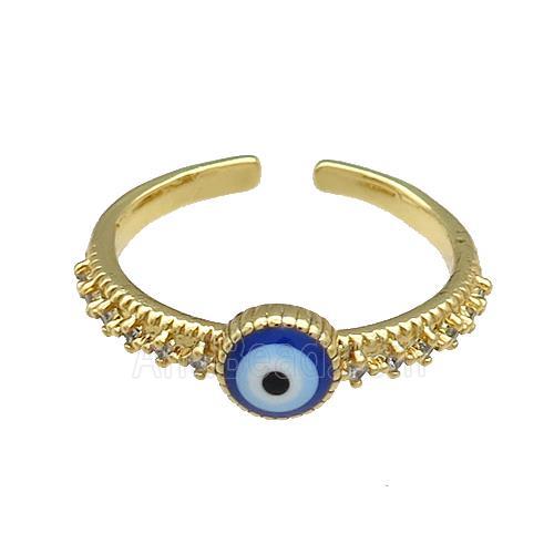 Copper Rings Pave Zircon Evil Eye Gold Plated