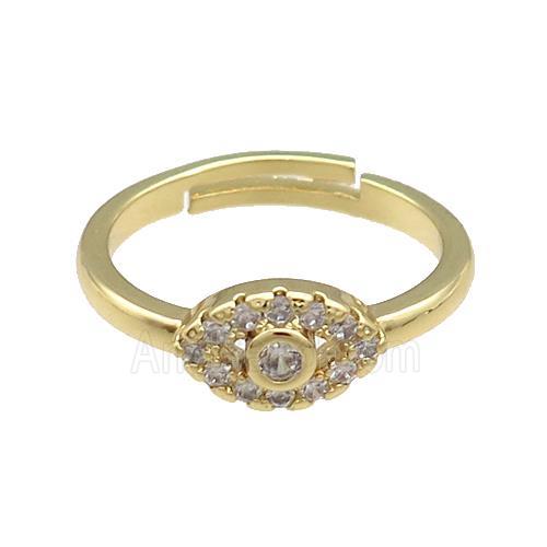 Copper Rings Pave Zircon Eye Adjustable Gold Plated