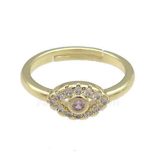 Copper Rings Pave Zircon Eye Adjustable Gold Plated
