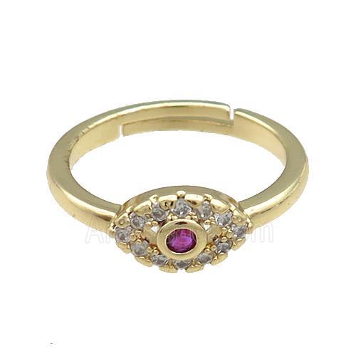 Copper Rings Pave Zircon Eye Adjustable Gold Plated