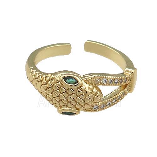 Copper Snake Rings Pave Zircon Gold Plated