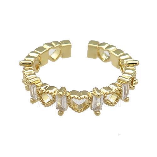 Copper Rings Pave Zircon Heart Gold Plated