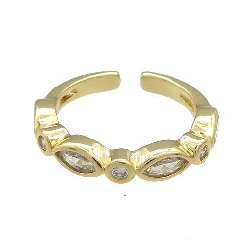 Copper Rings Pave Zircon Eye Gold Plated