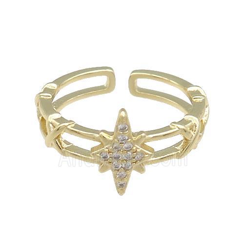 Copper Rings Pave Zircon Northstar Gold Plated