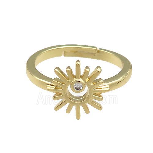 Copper Rings Pave Zircon Sun Adjustable Gold Plated