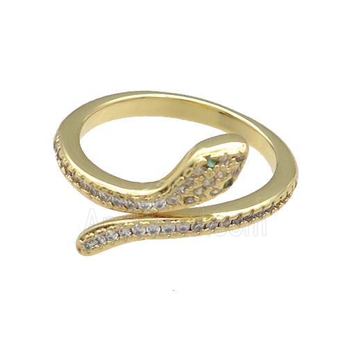 Copper Rings Pave Zircon Snake Gold Plated