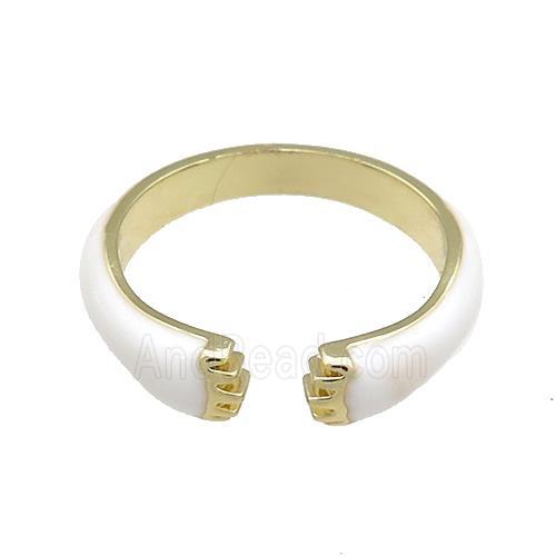 Copper Rings White Enamel Gold Plated