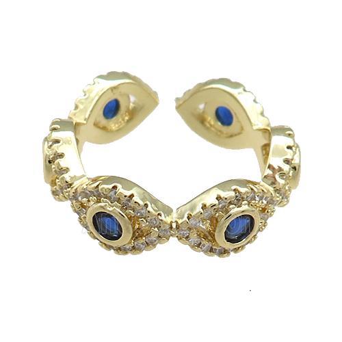 Copper Rings Pave Zircon Eye Gold Plated