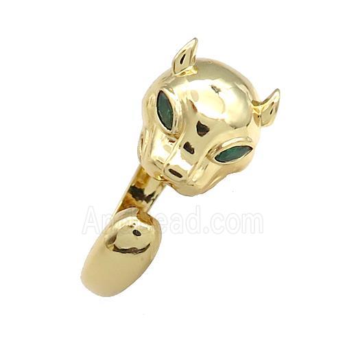 Copper Rings Pave Zircon Leopard Gold Plated