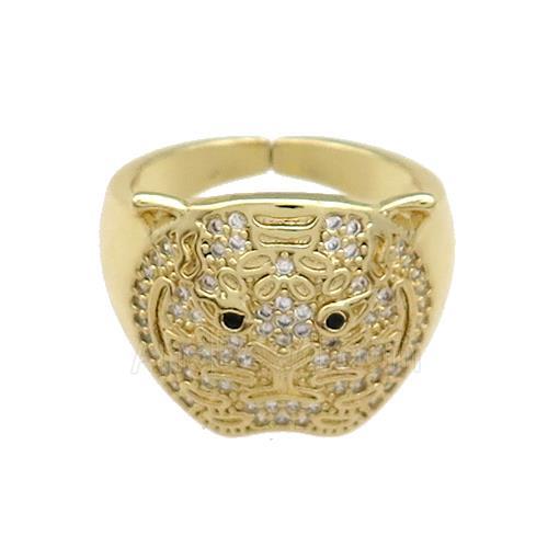 Copper Rings Pave Zircon Owl Gold Plated