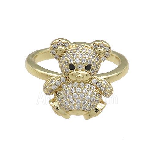 Copper Bear Rings Pave Zircon Gold Plated