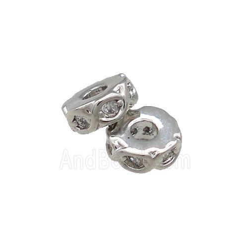 Copper Heishi Beads Pave Zircon Platinum Plated