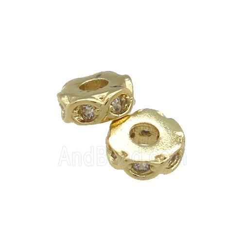 Copper Heishi Beads Pave Zircon Gold Plated
