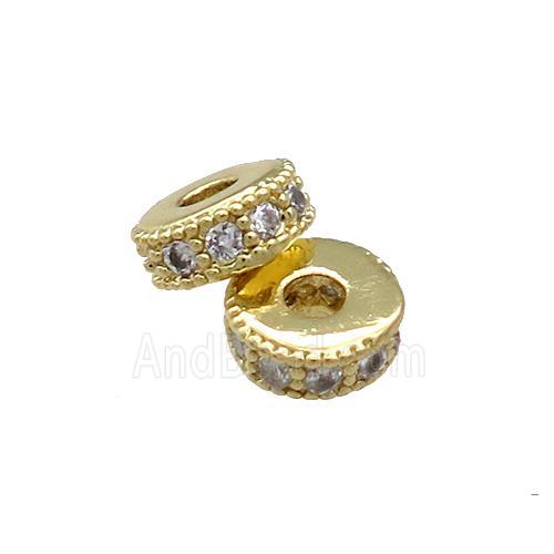 Copper Heishi Beads Pave Zircon Gold Plated