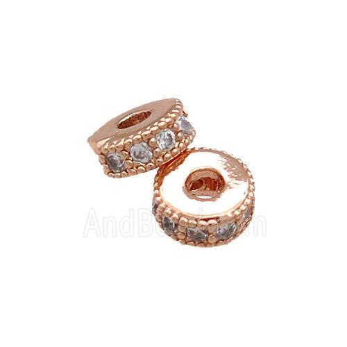 Copper Heishi Beads Pave Zircon Rose Gold