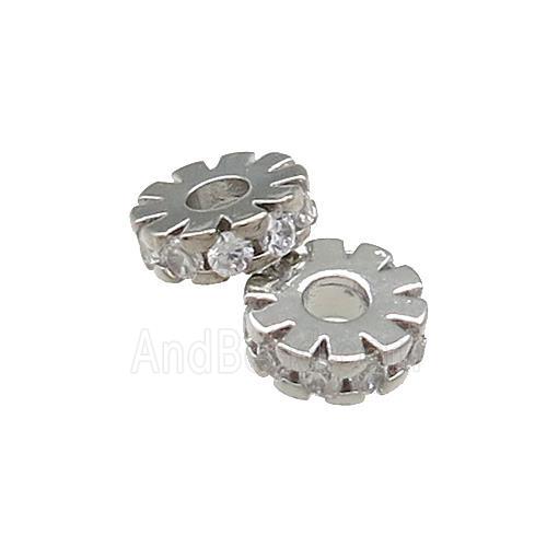 Copper Heishi Beads Pave Zircon Platinum Plated