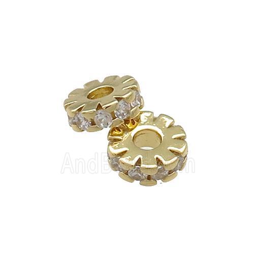 Copper Heishi Beads Pave Zircon Gold Plated