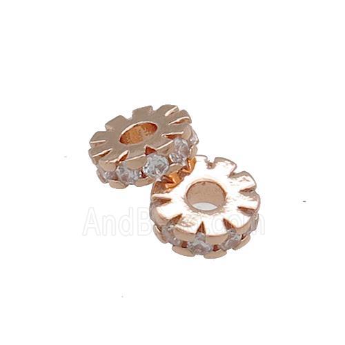 Copper Heishi Beads Pave Zircon Rose Gold