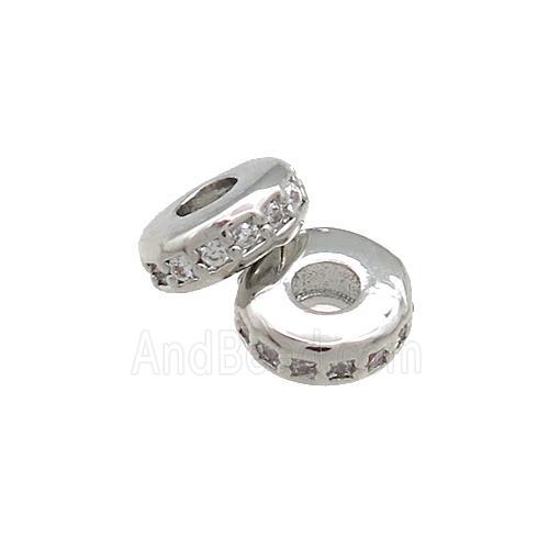 Copper Heishi Beads Pave Zircon Platinum Plated