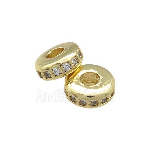 Copper Heishi Beads Pave Zircon Gold Plated