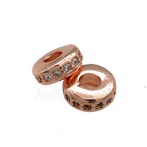 Copper Heishi Beads Pave Zircon Rose Gold