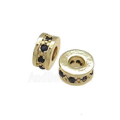 Copper Heishi Beads Pave Zircon Gold Plated