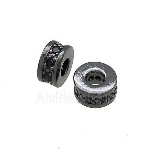 Copper Heishi Beads Pave Zircon Black Plated