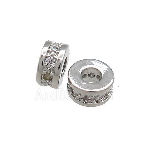 Copper Heishi Beads Pave Zircon Platinum Plated