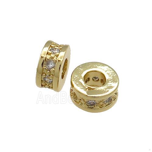 Copper Heishi Beads Pave Zircon Gold Plated