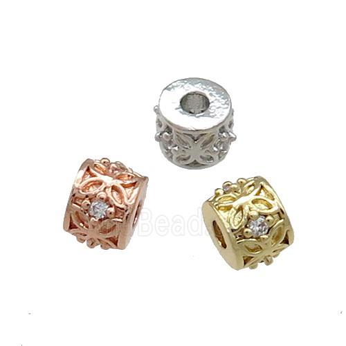 Copper Tube Beads Pave Zircon Mixed