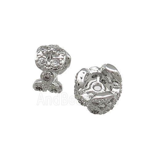 Copper Rondelle Beads Pave Zircon Platinum Plated