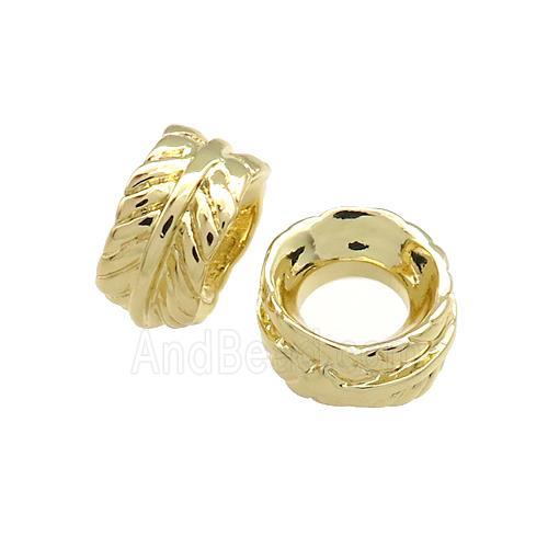 Copper Leaf Beads Rondelle Large Hole Gold Plated