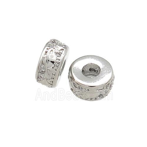 Copper Heishi Beads Pave Zircon Platinum Plated