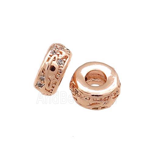 Copper Heishi Beads Pave Zircon Rose Gold